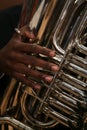 African-American Man Plays the Tuba Royalty Free Stock Photo