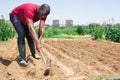 African american man professional horticulturist with garden shovel