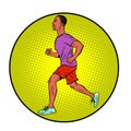 African American man running, sports jog Royalty Free Stock Photo