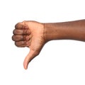 African-American man showing thumb down gesture on white background Royalty Free Stock Photo