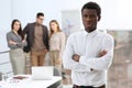 African American man suffering from racial discrimination at work Royalty Free Stock Photo