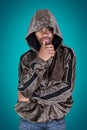 African American man with thoughtful hood Royalty Free Stock Photo