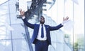 African American Man Throwing Papers In The Air In City Royalty Free Stock Photo