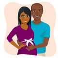 African american man touching his pregnant wife belly expecting baby