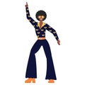 Male disco dancer in 1970s style clothes isolated