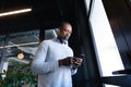 African American man using his phone Royalty Free Stock Photo