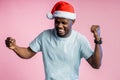 African american man wearing Santa hat Royalty Free Stock Photo