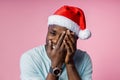 African american man wearing Santa hat Royalty Free Stock Photo