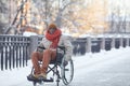 African American Man in Wheelchair Outdoors Royalty Free Stock Photo