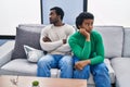 African american man and woman couple arguing for problem at home Royalty Free Stock Photo