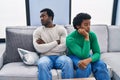 African american man and woman couple arguing for problem at home Royalty Free Stock Photo