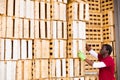 African-american man works in warehouse