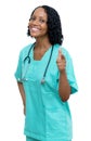 African american mature adult nurse with stethoscope