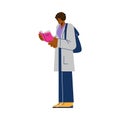 African american medical student or aspiring doctor flat vector isolated.