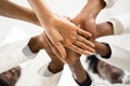 African American Medical Team Hands Stack