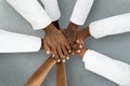 African American Medical Team Hands Stack