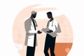 african american medics talking, black doctors consulting at a hospital, illustration, generative AI