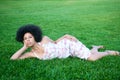African American Model on green grass