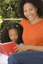 African American mother and her daugher reading. Royalty Free Stock Photo