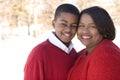 African American mother and her teenage son. Royalty Free Stock Photo