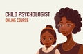 African American mother next to her daughter. Poster - child psychology. Mothers Day. Royalty Free Stock Photo
