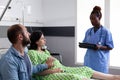 African american nurse monitoring healthcare of pregnant woman