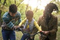 African American parents teaching their little girl to driving b Royalty Free Stock Photo