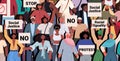 African american people activists holding stop rasism posters racial equality social justice stop discrimination Royalty Free Stock Photo