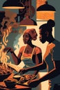 African American people cooking in professional cuisine