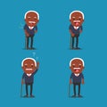 African american people, Old man. Grandpa in 4 Different Poses.