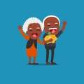 African american people - Senior people with golden piggy bank,