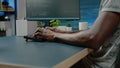 African american person programming codes for firewall server Royalty Free Stock Photo