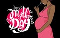 african-american pregnant woman in pregnancy dress . illustration