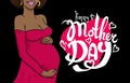 african-american pregnant woman in pregnancy dress . illustration