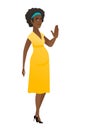 African-american pregnant woman showing palm hand.