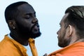 african american prisoner threatening cellmate