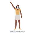 African American protester, hand fist raised up into air. Black woman protesting, fighting for human rights rebel Royalty Free Stock Photo