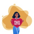 African american protesting woman with poster. Black lives matter,fight for rights concept. Vector illustration