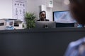 African american receptionist working at facility