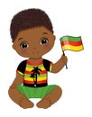 African American Reggae Baby Boy with Flag Royalty Free Stock Photo