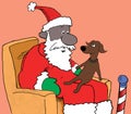 Black Santa Claus hears dog\'s Christmas list