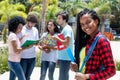 African american scholarship student with group of international Royalty Free Stock Photo