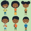 African american school boys and girls standing with books and b Royalty Free Stock Photo