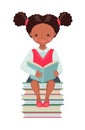 African American School girl character with book