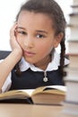 African American School Girl Reading A Book Royalty Free Stock Photo