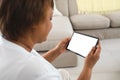 African american senior woman using digital tablet with copy space at home Royalty Free Stock Photo