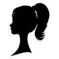 African American Side Silhouette with Curly Hair and Beautiful Face