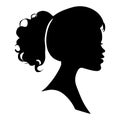 African American Side Silhouette with Curly Hair and Beautiful Face