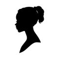 African American Side Silhouette with Curly Hair and Beautiful Face