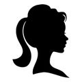 African American Side Silhouette with Curly Hair and Beautiful Face